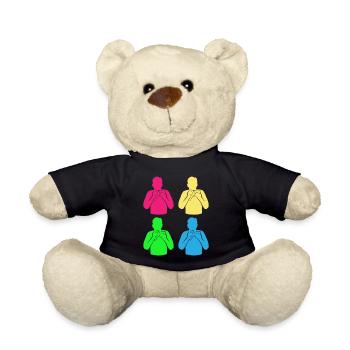 Buntes Panflöten Quartett Magie - Geschenk - Teddy - Schwarz - Vorne