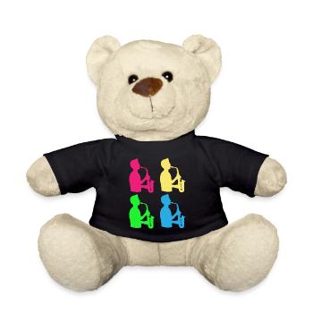 Colorful Saxophonist Band - Gift - Teddy Bear - black - Front