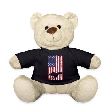 Kurzhaariger Vorstehhund Hund mit USA Flagge - Teddy - Schwarz - Vorne