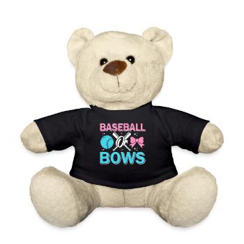Baseball oder Bögen Geschlecht enthüllen Lustiges Baby - Teddy - Schwarz - Vorne