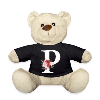 Lettre p floral rouge - Nounours - noir - Devant