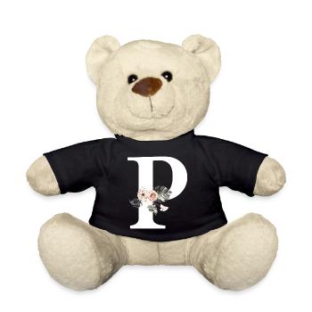 Lettre p floral tropical - Nounours - noir - Devant