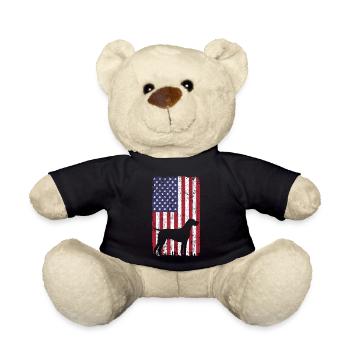 Deutsch Kurzhaar Hund mit USA Flagge - Teddy - Schwarz - Vorne