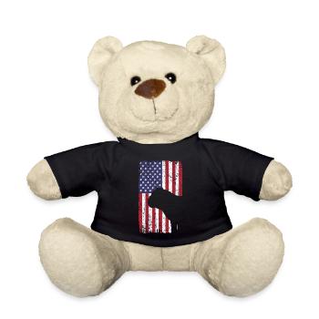Chien bouledogue avec drapeau des États-Unis - Nounours - noir - Devant