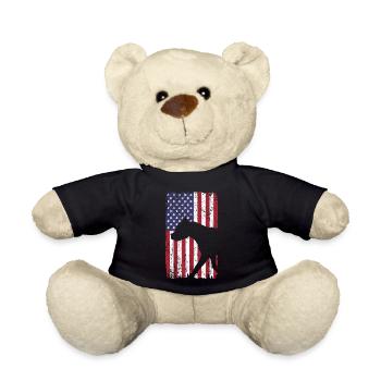 Chien American Staffordshire Terrier avec drapeau américain - Nounours - noir - Devant