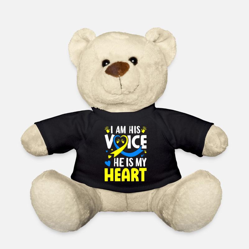 Ich bin seine Stimme, er ist mein Herz, Mama, Down-Syndrom - Teddy - Schwarz