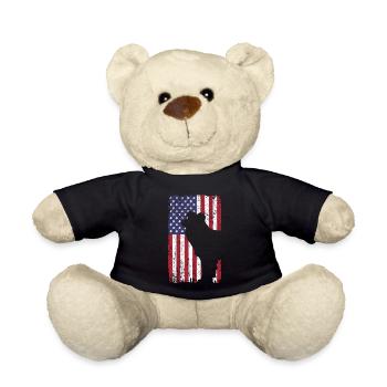 Deutsch Kurzhaar Hund mit USA Flagge - Teddy - Schwarz - Vorne