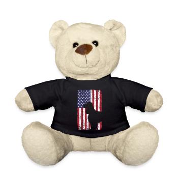 Chien Cocker Spaniel avec drapeau des États-Unis - Nounours - noir - Devant
