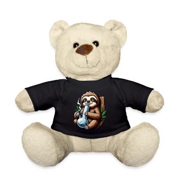 Sloth with Bong Hemp Cannabis - Teddy Bear - black - Front