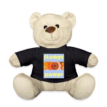 Blue Sky: Flower Power with Orange Blossom - Teddy Bear - black - Front