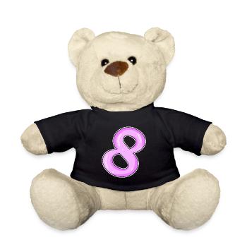 Number 8 Number Eight Motif Pink - Teddy Bear - black - Front
