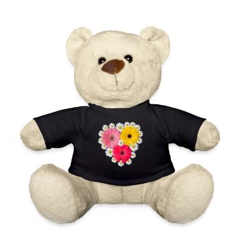 Gerbera Blossom Daisies Floral Floral Pattern - Teddy Bear - black - Front