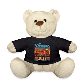 April 2022, Vintage Geburtstagsgeschenk April 2022 - Teddy - Schwarz - Vorne