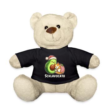 Schlavocato Schlafshirt Nachthemd Pyjama Schlaf - Teddy - Schwarz - Vorne