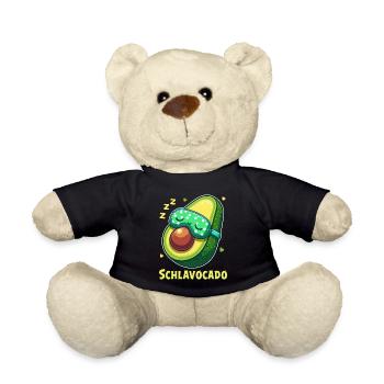 Schlavocado Schlafshirt Nachthemd Pyjama Schlaf - Teddy - Schwarz - Vorne