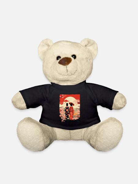 Japanische Natur und Geishas im Kimono - Teddy - Schwarz