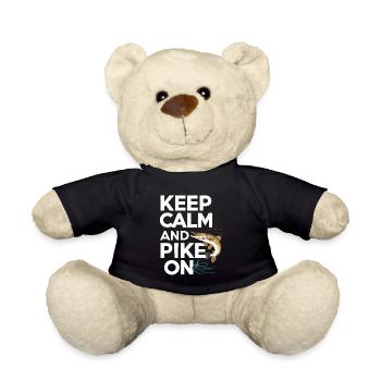 Northern Pike Fisherman Pike Fishing Rod Pike Fish - Teddy Bear - black - Front