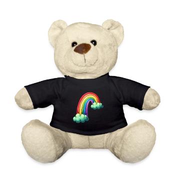 Colorful Rainbow With Clouds Drawing - Teddy Bear - black - Front