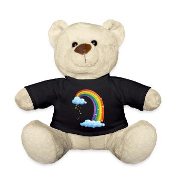 Colorful Rainbow With Clouds Drawing - Teddy Bear - black - Front