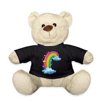 Colorful Rainbow With Clouds Drawing - Teddy Bear - black - Front
