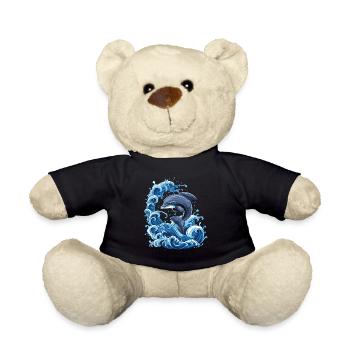 Dolphin, Water, Waves, Ocean - Teddy Bear - black - Front