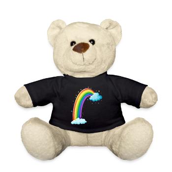 Colorful Rainbow With Clouds Drawing - Teddy Bear - black - Front