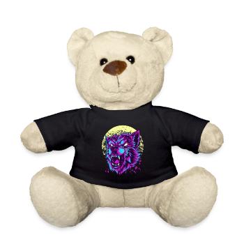 Wütender Wolf T-Shirt Vintage Retro Wölfe Hundehund - Teddy - Schwarz - Vorne