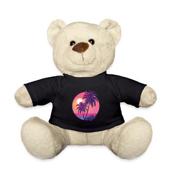 Tropical sunset with palm trees - Teddy Bear - black - Front