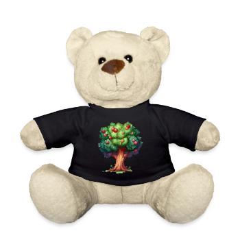 Colorful apple tree in cartoon style - Teddy Bear - black - Front