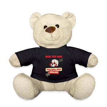 Skull and barbecue saying design - Teddy Bear - black - Front