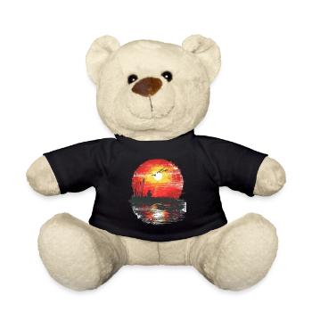Sunset Angler Silhouette - Teddy Bear - black - Front