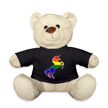 T-shirt drapeau de la Gay Pride Licorne LGBT Rainbow Pride - Nounours - noir - Devant