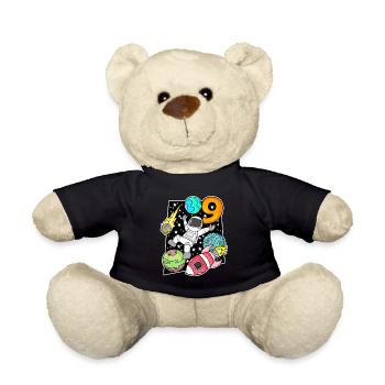 Astronaute - 9e anniversaire garçon - Nounours - noir - Devant