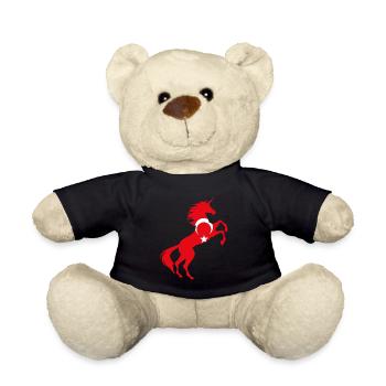 Unicorn Turkey Flag T-Shirt Cool Magical Unicorn - Teddy Bear - black - Front