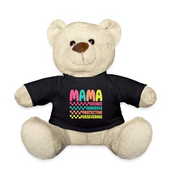 Rétro à carreaux Mama Mom Fête des mères - Nounours - noir - Devant