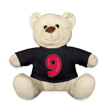 Number 9 - Nine - 9 Motif - Teddy Bear - black - Front