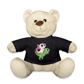 Dino Motif Dinosaur Axolotl Motif Kids - Teddy Bear - black - Front