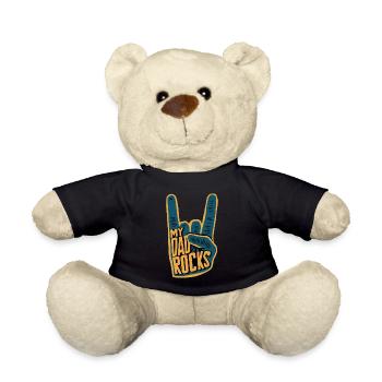 My Daddy Rocks Hand Sign Graphic - Teddy Bear - black - Front