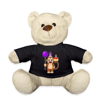 Monkey Birthday Balloon - Teddy Bear - black - Front
