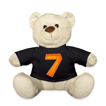 Zahl Sieben - Zahl 7 Nummer - Teddy - Schwarz - Vorne