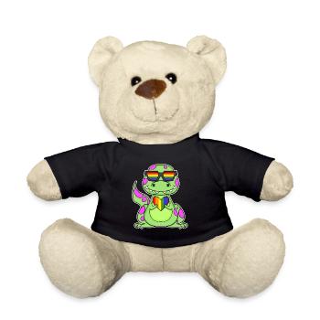 Dino Rainbow Heart Dinosaur Motif - Teddy Bear - black - Front