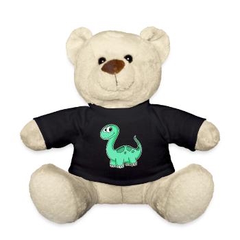 Dino Motif Dinosaur Green - Teddy Bear - black - Front