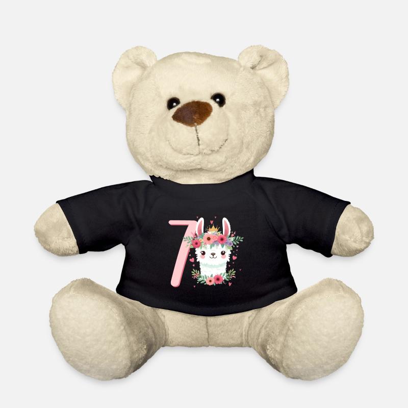 Geburtstag 7 Mädchen Alpaca LLama Lama Party 7 Jah - Teddy - Schwarz