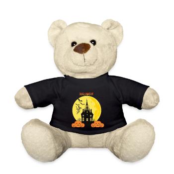 Château d’Halloween avec des citrouilles et la lune - Nounours - noir - Devant