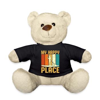 My Happy Place Girl Paddle Board Retro Vintage - Teddy Bear - black - Front