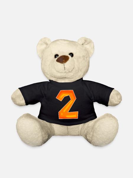 Two - 2 - Number Number - Teddy Bear - black