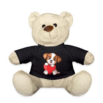 Adorable Puppy Holding A Heart - Teddy - Schwarz - Vorne