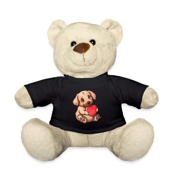 Adorable Puppy Holding a Heart - Teddy - Schwarz - Vorne