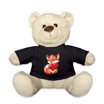 Cute Fox Holding Heart Illustration for Animal - Teddy Bear - black - Front
