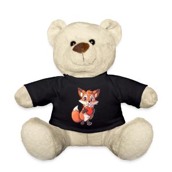 Adorable Fox Holding Heart for Animal Lovers and - Teddy - Schwarz - Vorne